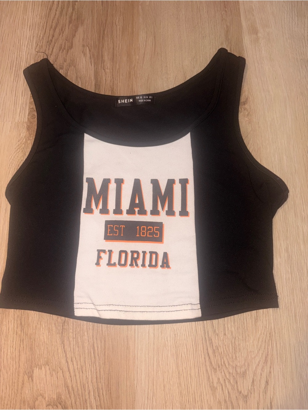 SHEIN Black & White Miami Florida Graphic Crop Tank